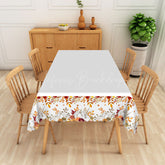 Lofaris Autumn Pumpkin Patch Rectangle Tablecloth with Fall Leaf Pattern for Thanksgiving and Harvest Dinner